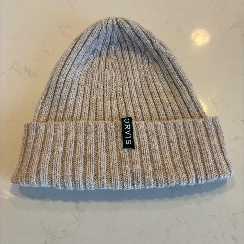 Orvis Beige Ribbed Knit Hat